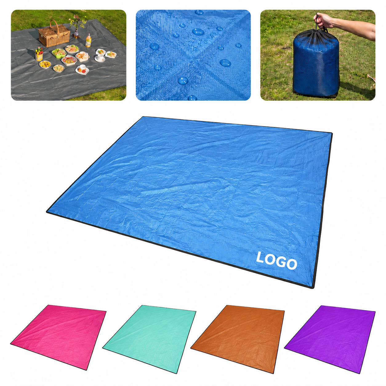 Foldable Waterproof Picnic Mat with Mesh Carrying Bag