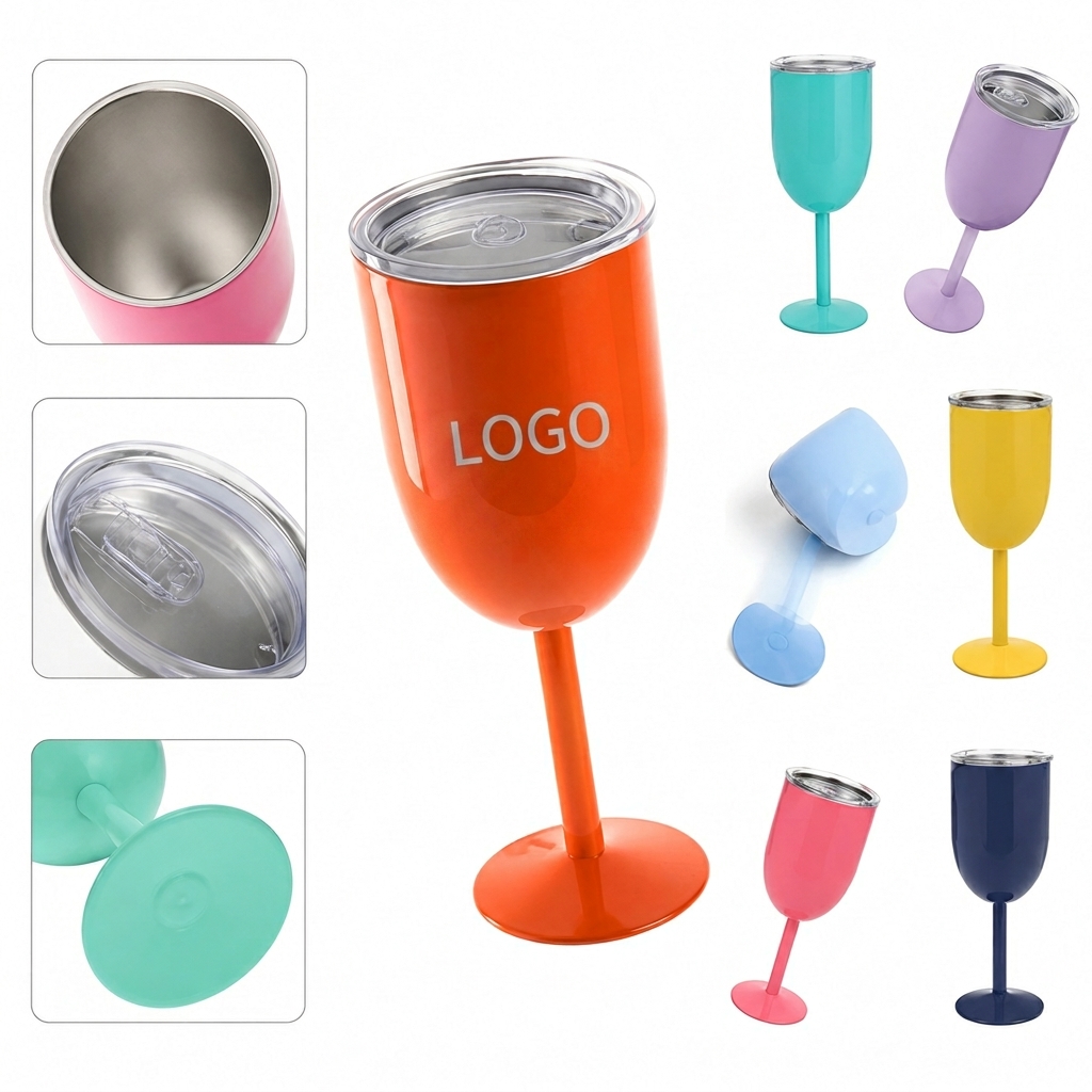 Insulated Stemmed Wine Goblet with Splash-Resistant Lid