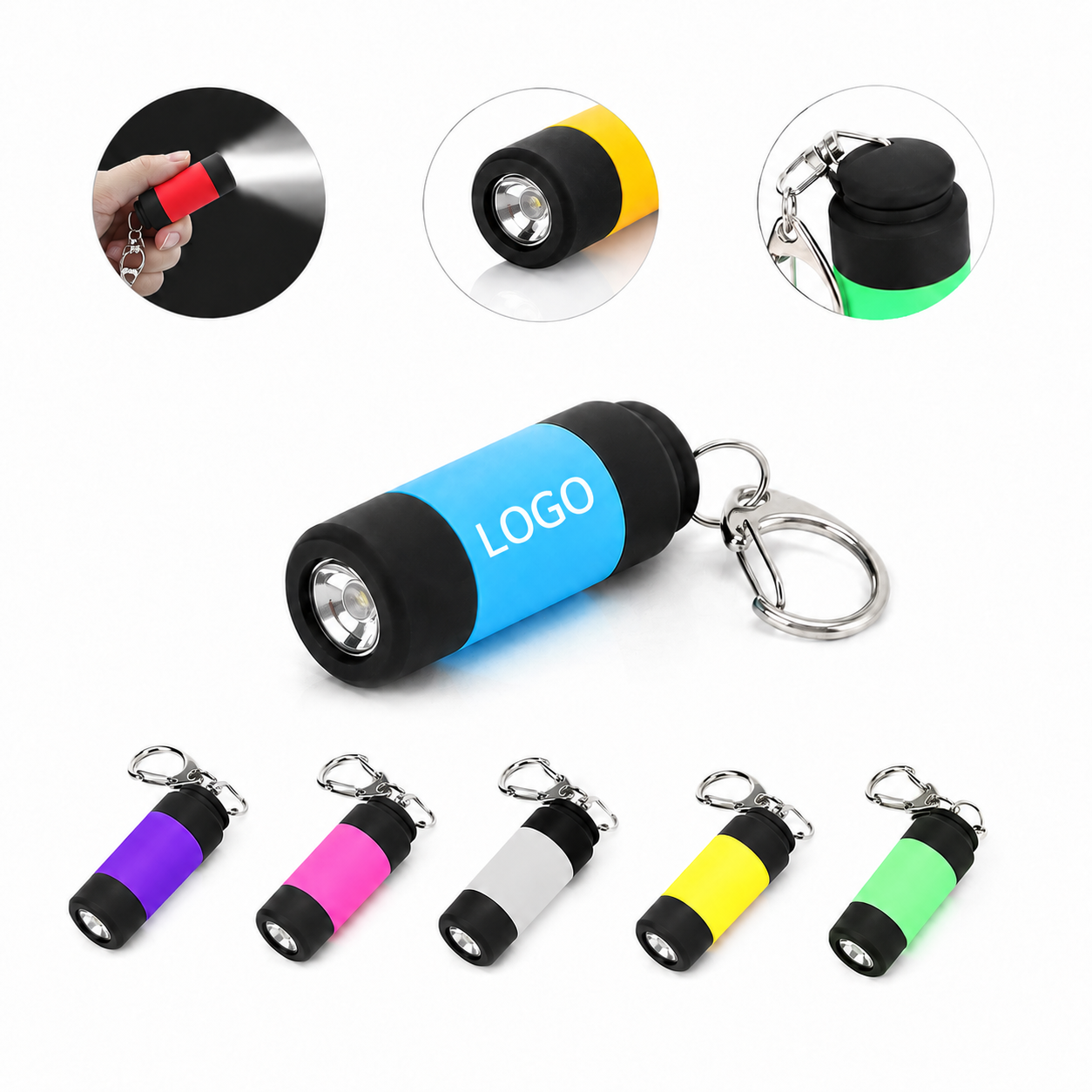 Metallic Finish USB Rechargeable Mini LED Keychain Torch