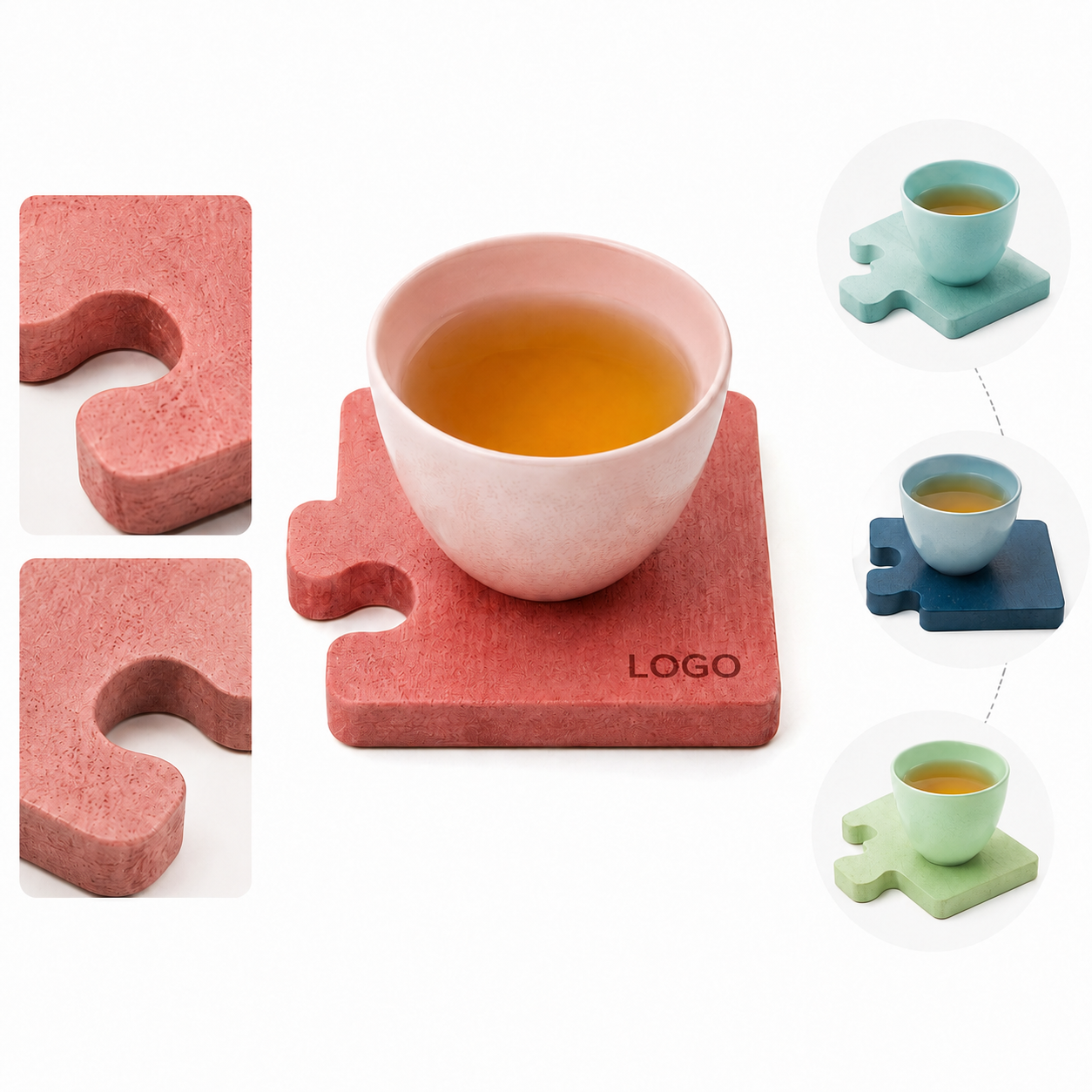 Interlocking Wood Fiber Puzzle Coasters