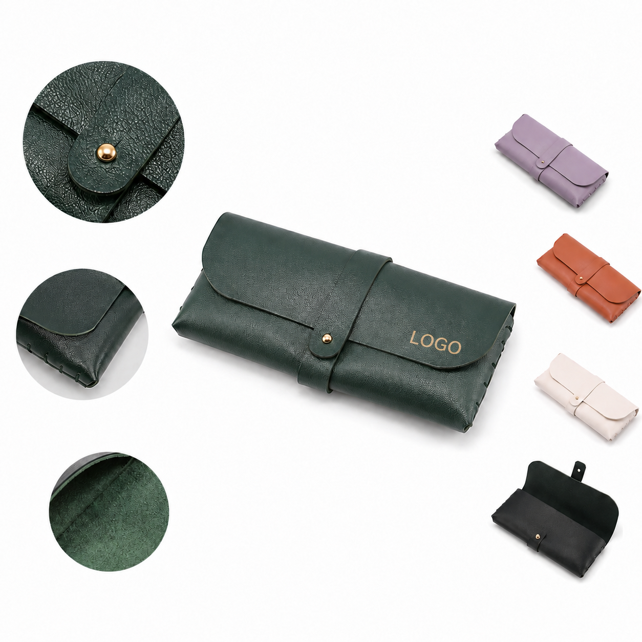 Magnetic Wrap-Around Vegan Leather Eyewear Pouch