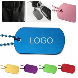 Brushed Metallic Identification Tag with Color-Matched Ball Chain