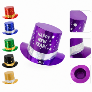 Vibrant Metallic Holiday Top Hats for Seasonal Celebrations